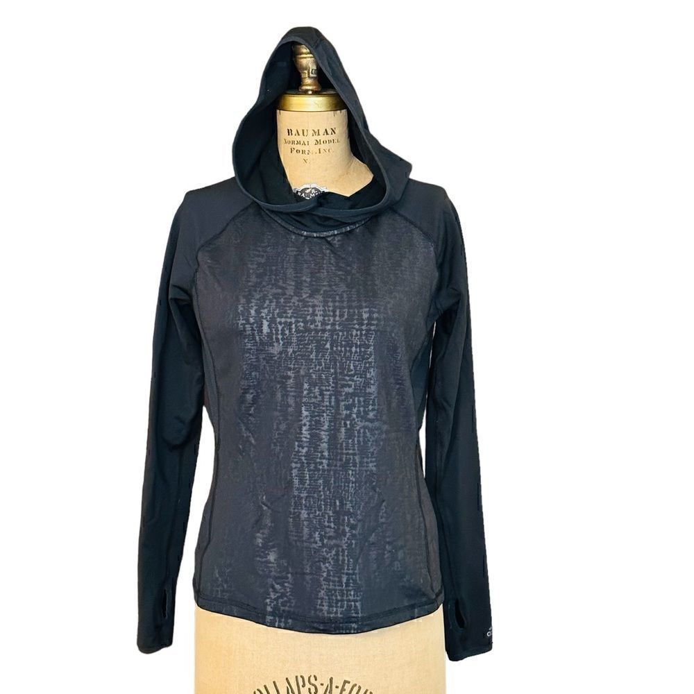 Black self patterned Adidas climawarm hoodie